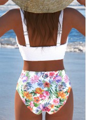 Criss Cross Floral Print White Bikini Set | thumb picture 
