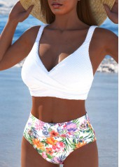 Criss Cross Floral Print White Bikini Set | thumb picture 