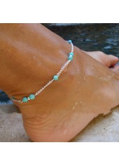 Mint Green Turquoise Beaded Alloy Anklet