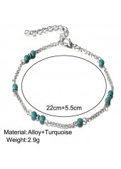 Mint Green Turquoise Beaded Alloy Anklet | thumb picture 