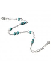 Mint Green Turquoise Beaded Alloy Anklet | thumb picture 
