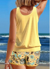 Drawstring Floral Print Light Yellow Tankini Set | thumb picture 
