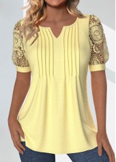 Light Yellow Tuck Stitch Short Sleeve T Shirt