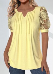 Light Yellow Tuck Stitch Short Sleeve T Shirt