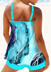 Circular Ring Marble Print Mint Green Tankini Set | thumb picture 