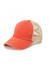 Orange Mesh Patchwork Detail Baseball Cap