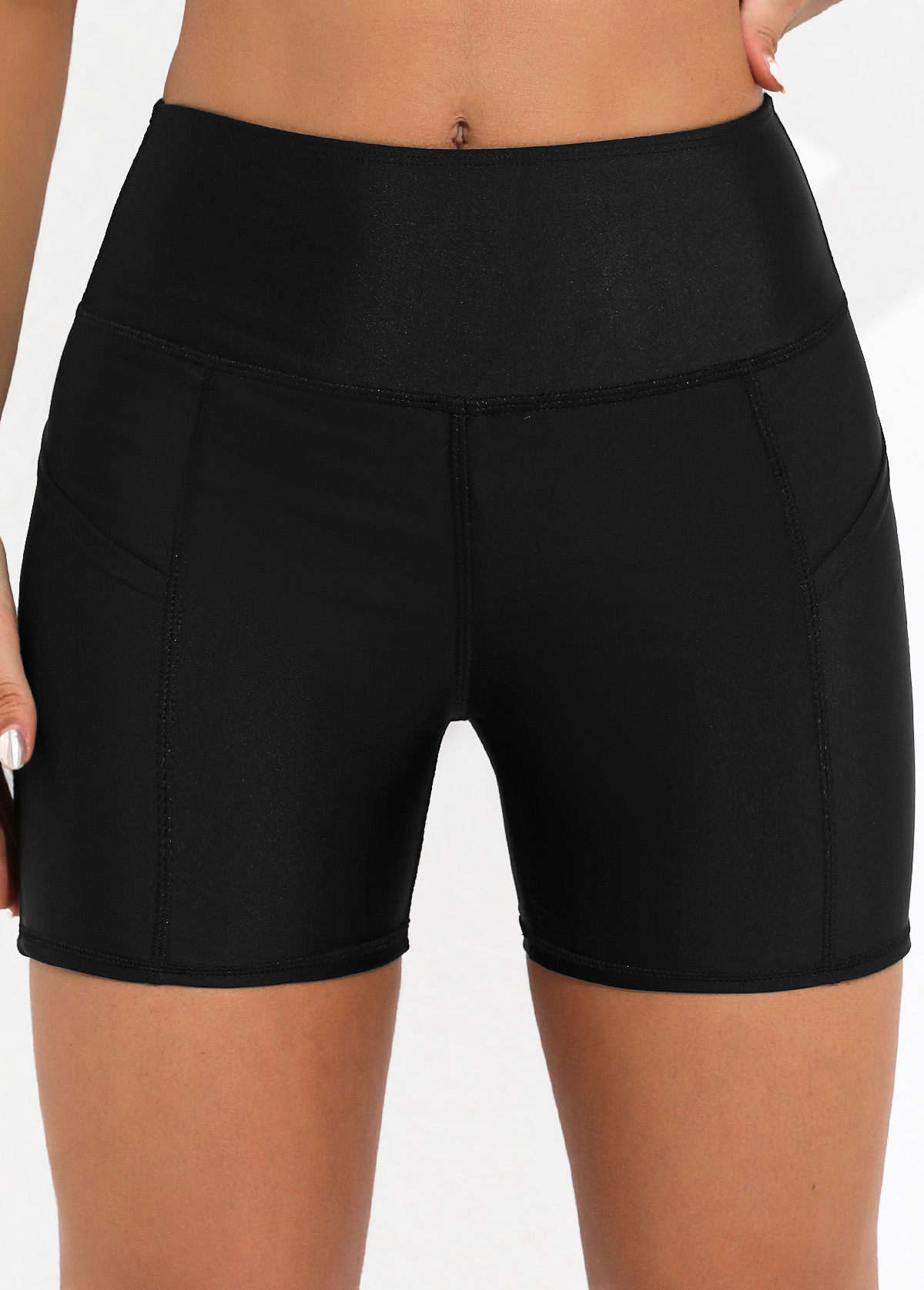 Plus Size Pocket Detail High Waist Swim Shorts | picture 