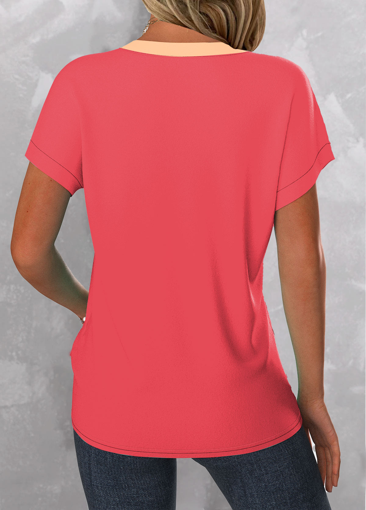 Peach Red Button Ombre Sleeveless T Shirt | picture 