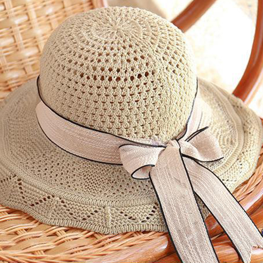 Light Camel Contrast Stitch Bowknot Visor Hat | picture 