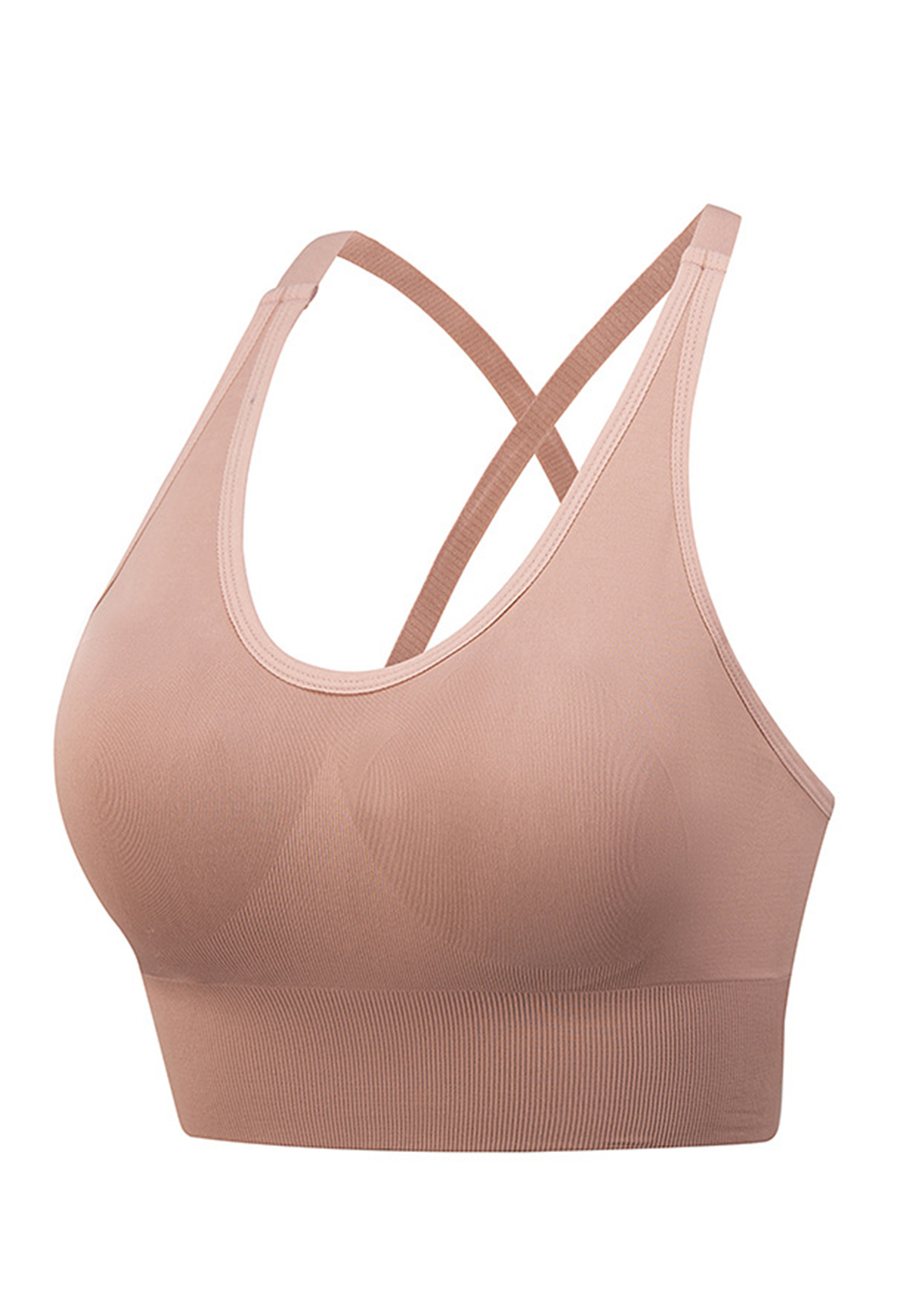 Pink Wide Strap Criss Cross Back Sports Bra | picture 