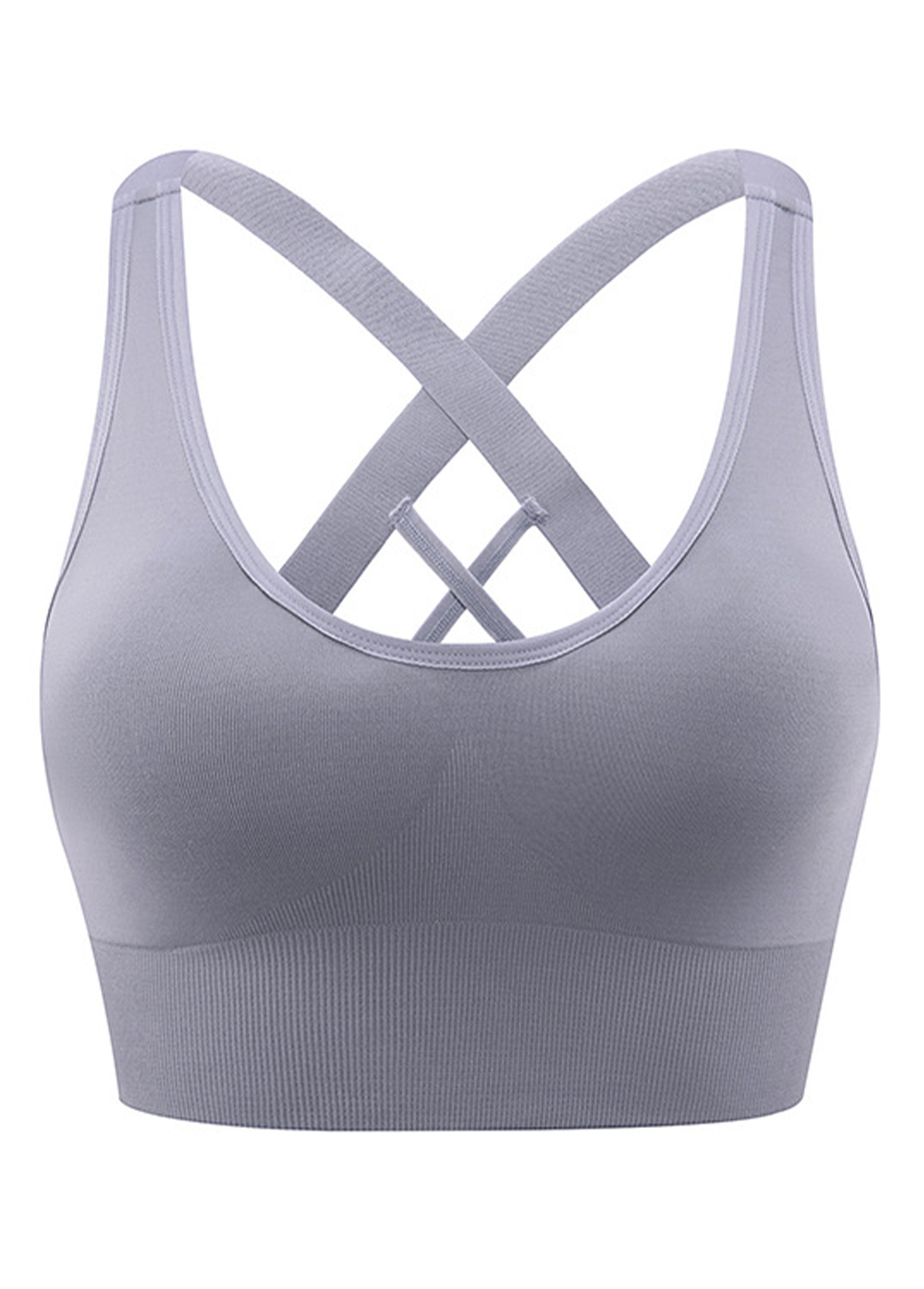 Wide Strap Grey Criss Cross Back Sports Bra | picture 