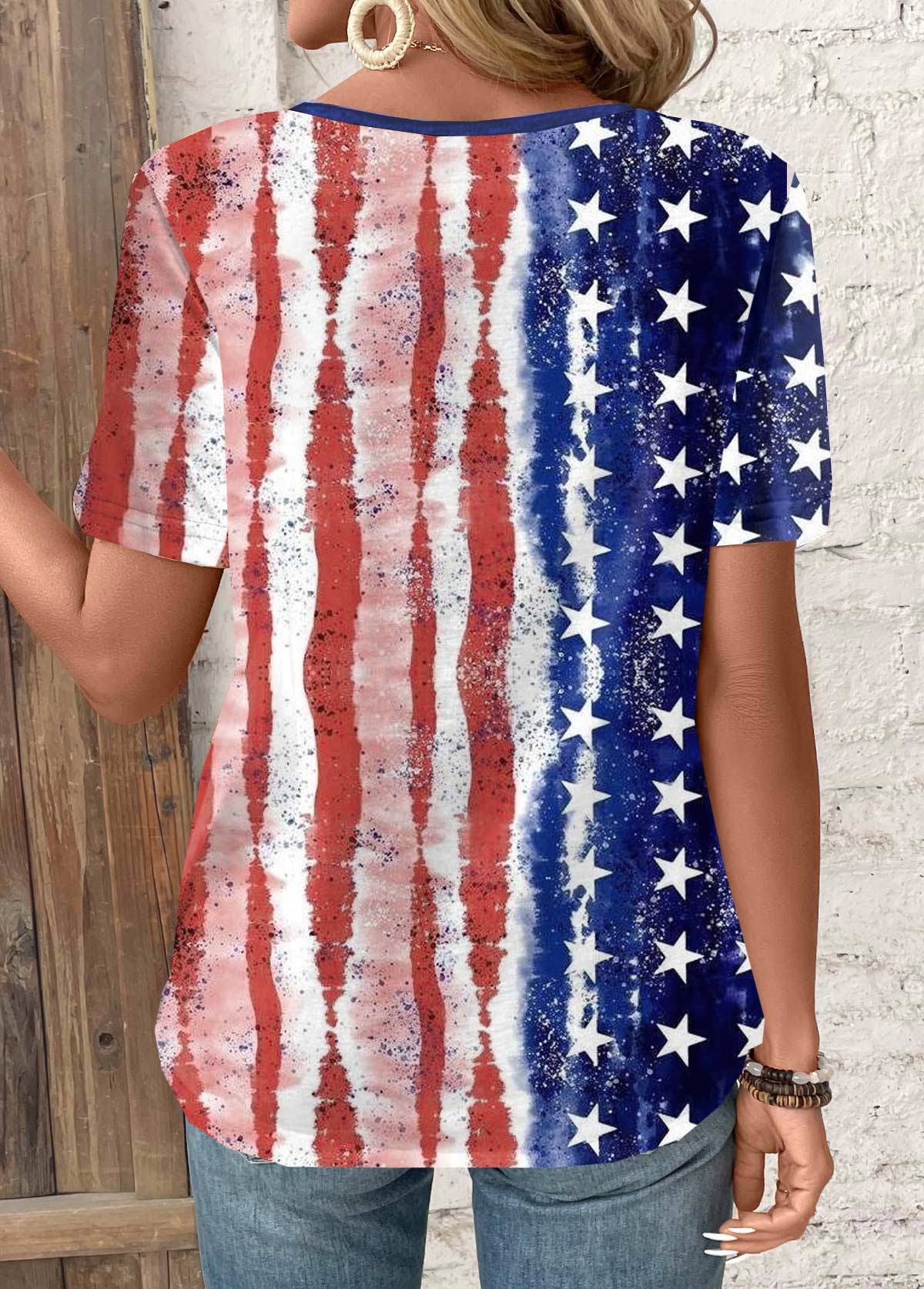 American Flag Multi Color Circular Ring T Shirt | picture 