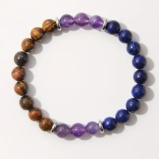Beaded Design Round Light Purple Bracelet
