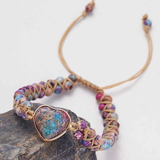 Light Purple Heart Weaving Beaded Bracelet