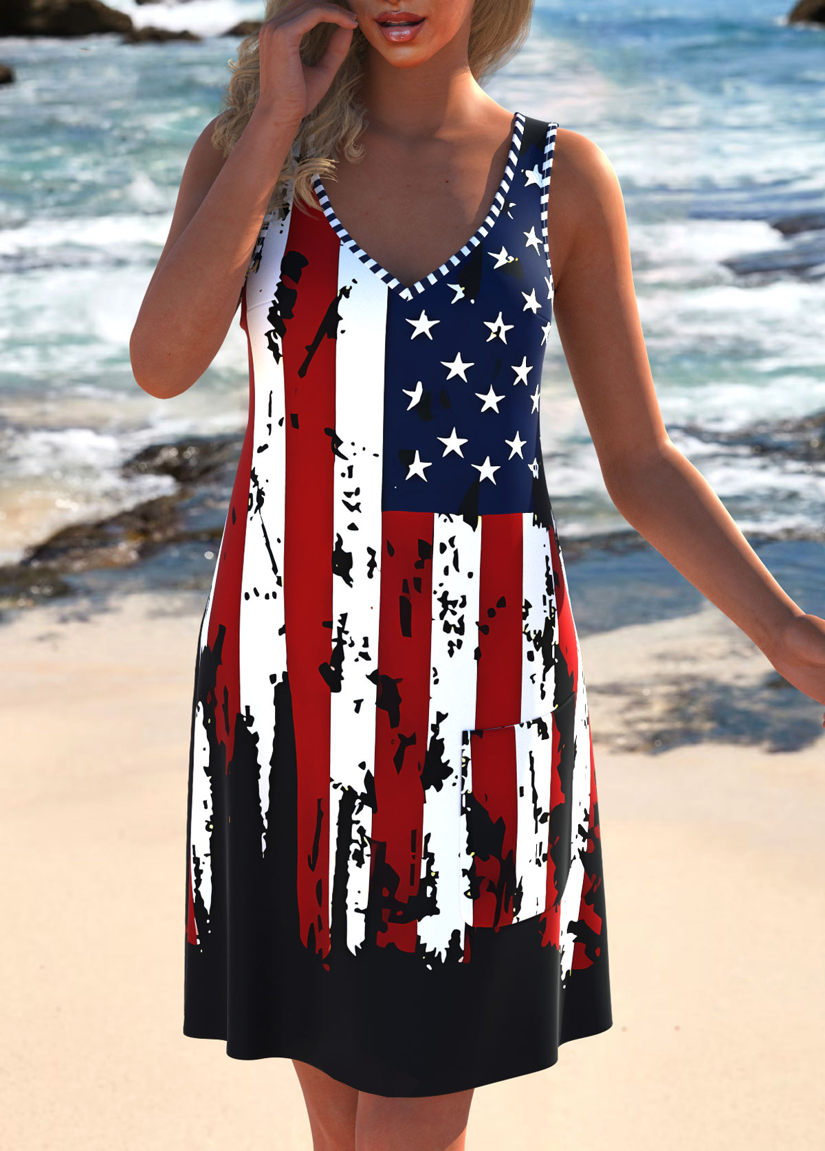 American Flag Black Lightweight Cover Up