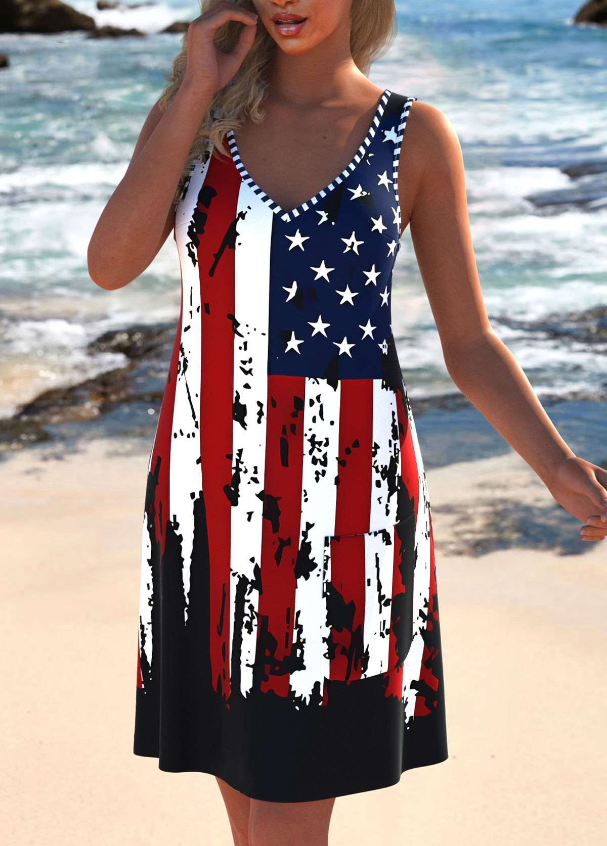 American Flag Black Lightweight Cover Up