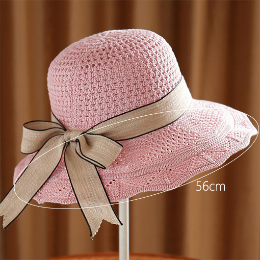 Light Pink Bowknot Knitted Visor Hat