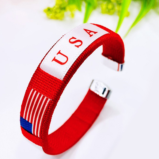 American Flag Red Plastic C-Shaped Bracelet