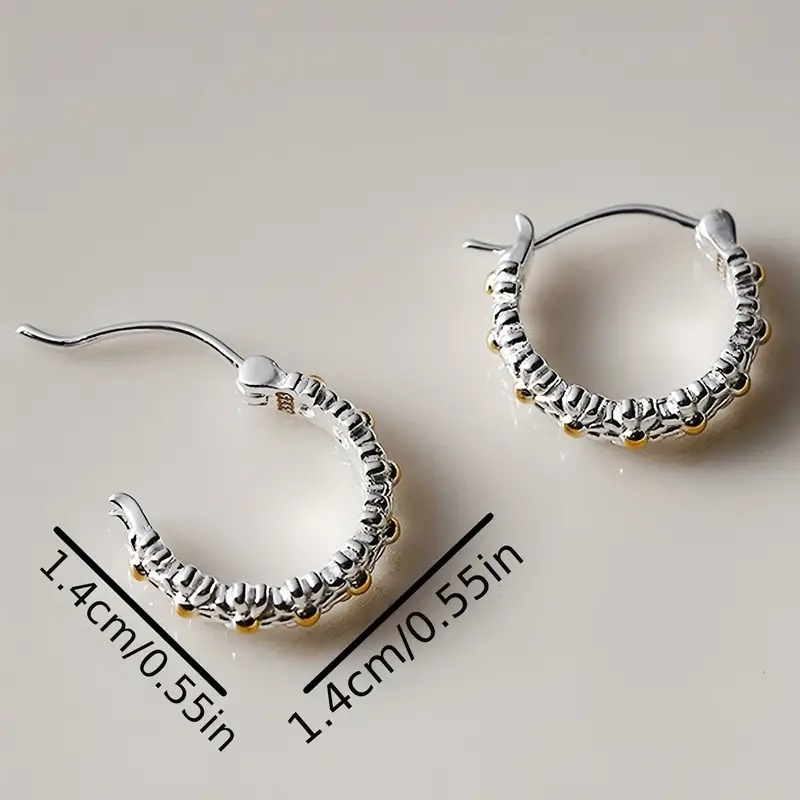 Silvery White Daisy Round Alloy Earrings | picture 