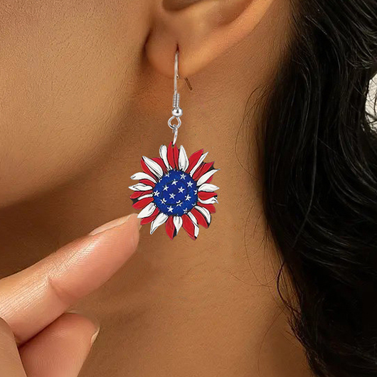 American Flag Red Sunflower Plastic Earrings | picture 
