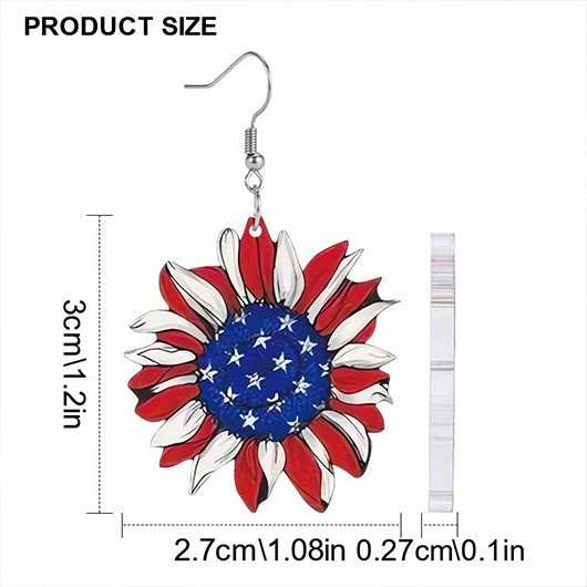 American Flag Red Sunflower Plastic Earrings | picture 