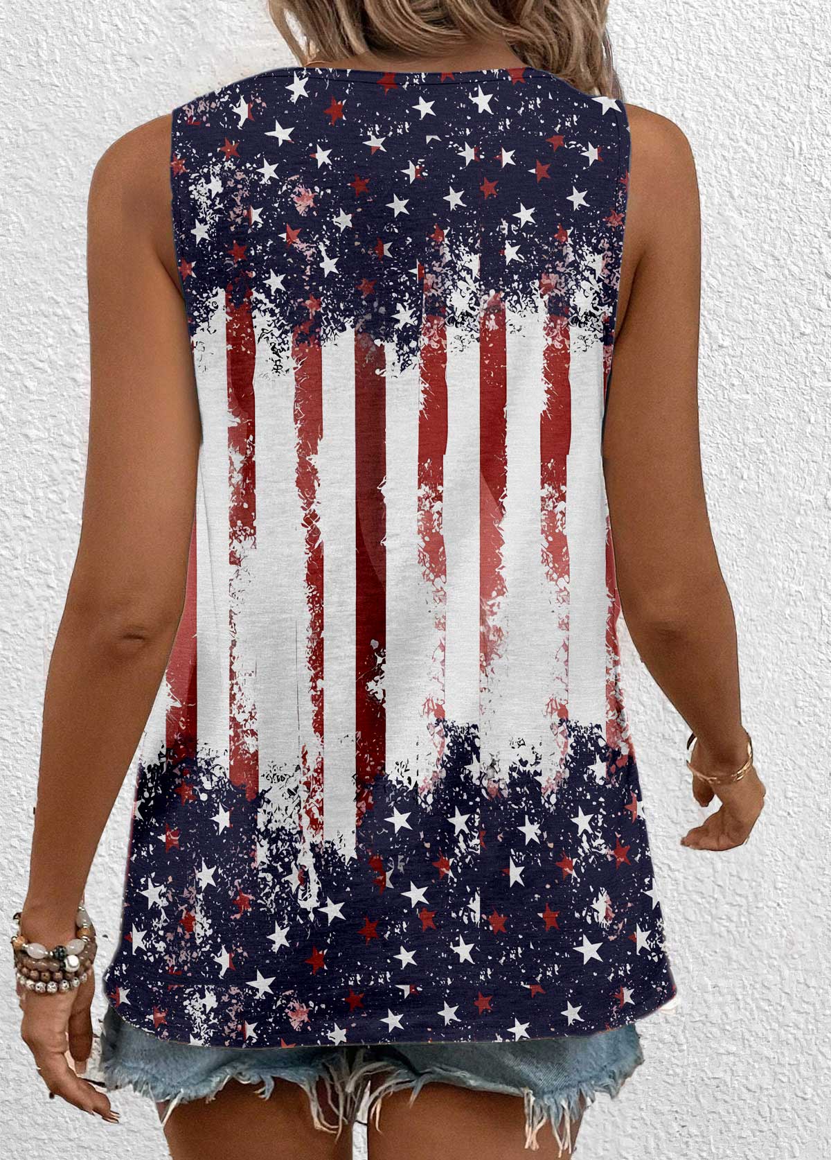 American Flag Multi Color Cut Out Sleeveless Tank Top