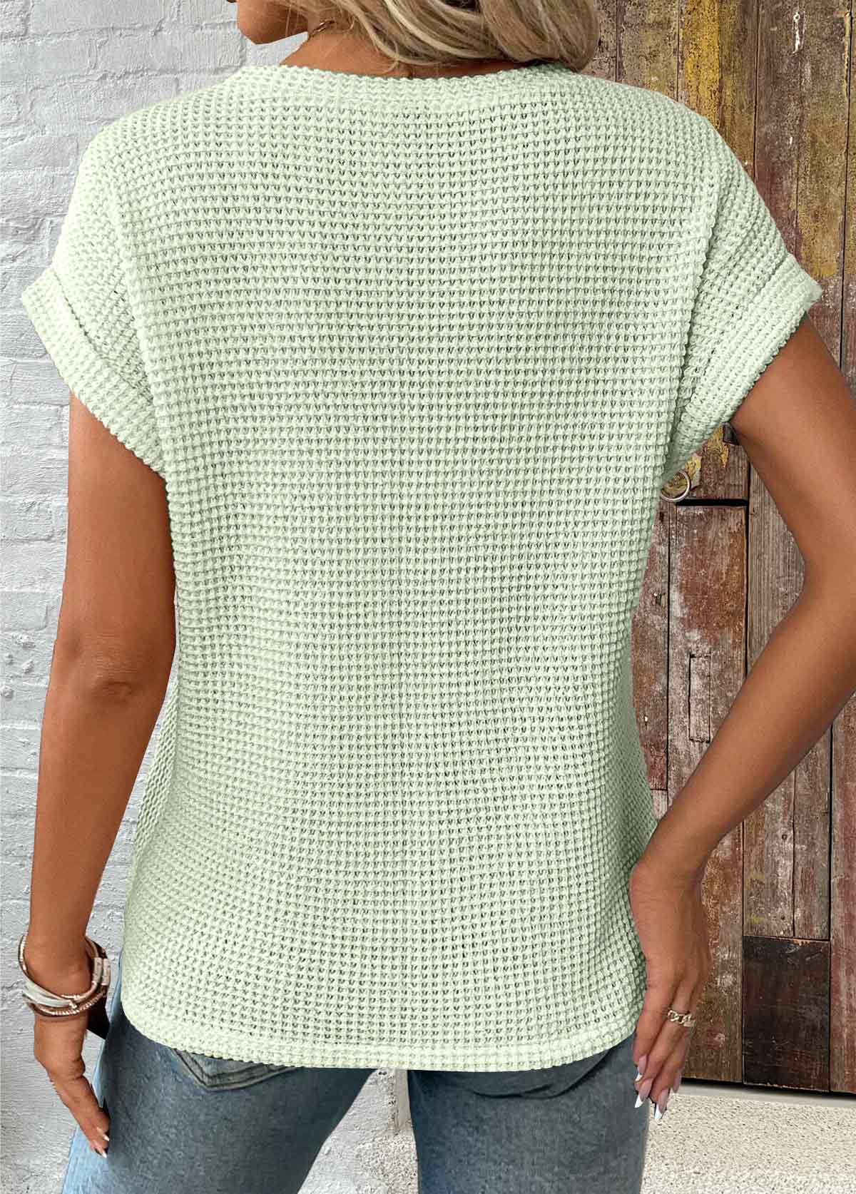 Skin Color Patchwork Short Sleeve Round Neck T Shirt | picture 