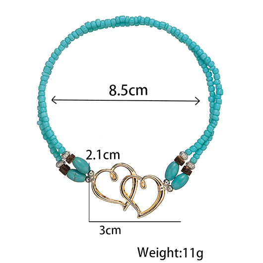 Mint Green Heart Polyresin Detail Anklet | picture 
