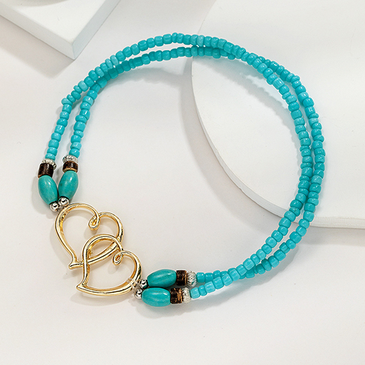 Mint Green Heart Polyresin Detail Anklet | picture 