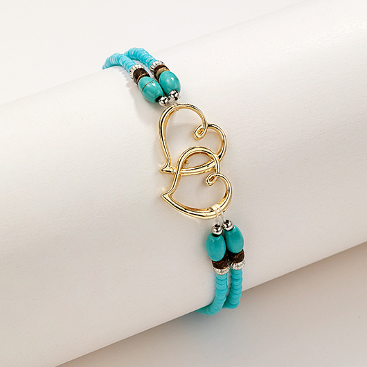 Mint Green Heart Polyresin Detail Anklet | picture 