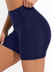 High Waisted Pocket Detail Navy Blue Swim Shorts | thumb picture 