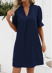 Navy Split H Shape Half Sleeve Dress | thumb picture 