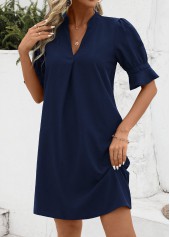 Navy Split H Shape Half Sleeve Dress | thumb picture 