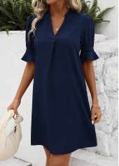 Navy Split H Shape Half Sleeve Dress | thumb picture 