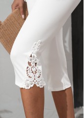 White High Waisted Capri Elastic Waist Leggings | thumb picture 