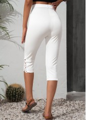White High Waisted Capri Elastic Waist Leggings | thumb picture 