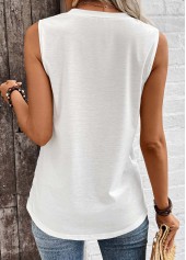 White Button Striped Round Neck Tank Top | thumb picture 