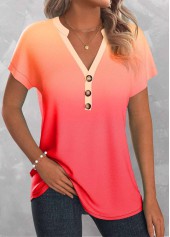 Peach Red Button Ombre Sleeveless T Shirt | thumb picture 