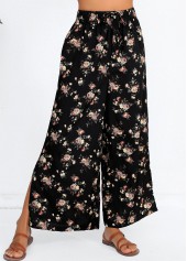 Black Split Ditsy Floral Print Flare Leg Pants | thumb picture 