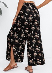 Black Split Ditsy Floral Print Flare Leg Pants | thumb picture 