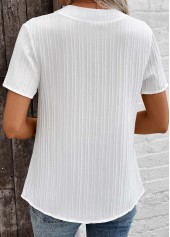 Plus Size White Lace Short Sleeve Split Neck Blouse | thumb picture 