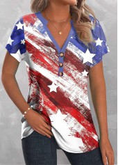 Multi Color Button Flag Print T Shirt | thumb picture 