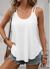 White Scoop Neck Double Straps Camisole Top | thumb picture 
