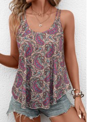 Light Camel Asymmetry Tribal Print Camisole Top | thumb picture 