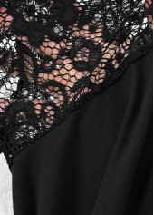 Black Lace Short Sleeve V Neck T Shirt | thumb picture 