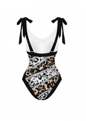 Leopard Bnowknot Black One Piece Swimwear and Skirt | thumb picture 