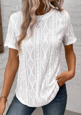 White Button Short Sleeve Round Neck T Shirt | thumb picture 