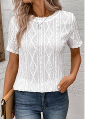White Button Short Sleeve Round Neck T Shirt | thumb picture 