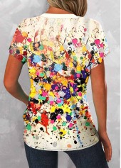 Multi Color Patchwork Dazzle Colorful Print T Shirt