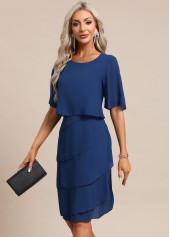 Blue Breathable Half Sleeve Scoop Neck Shift Dress | thumb picture 